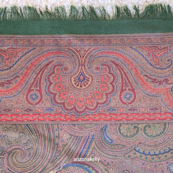 Vintage Ralph Lauren LARGE Wool Square Scarf Shawl Wrap Equestrian Hunting Dogs - Picture 4 of 16